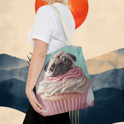 Pug as a Cupcake: "Frosted Friend" | Tote Bag (AOP) | Puppy Love Edition™