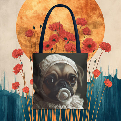 Pug in Ivory Bonnet: "Timeless Innocence" | Tote Bag (AOP) | Puppy Love Edition™