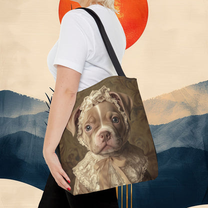 Pit Bull in Ivory Lace: "Regal Innocence" | Tote Bag (AOP) | Puppy Love Edition™