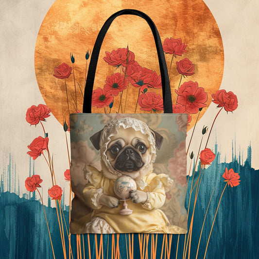 Pug in Yellow Frills: "Victorian Darling" | Tote Bag (AOP) | Puppy Love Edition™