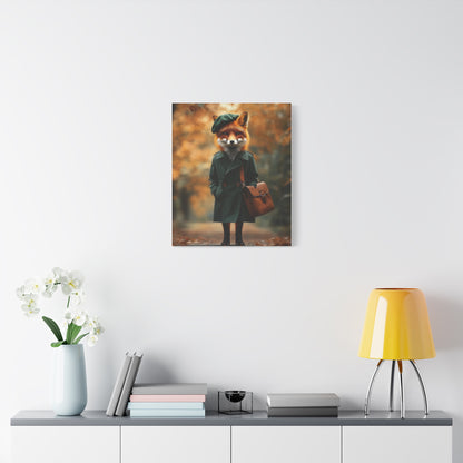 Fox in Autumn Coat: "Forest Chic Stroll." | Matte Canvas Print, Stretched, 1.25 | Pawgue Chic Edition™