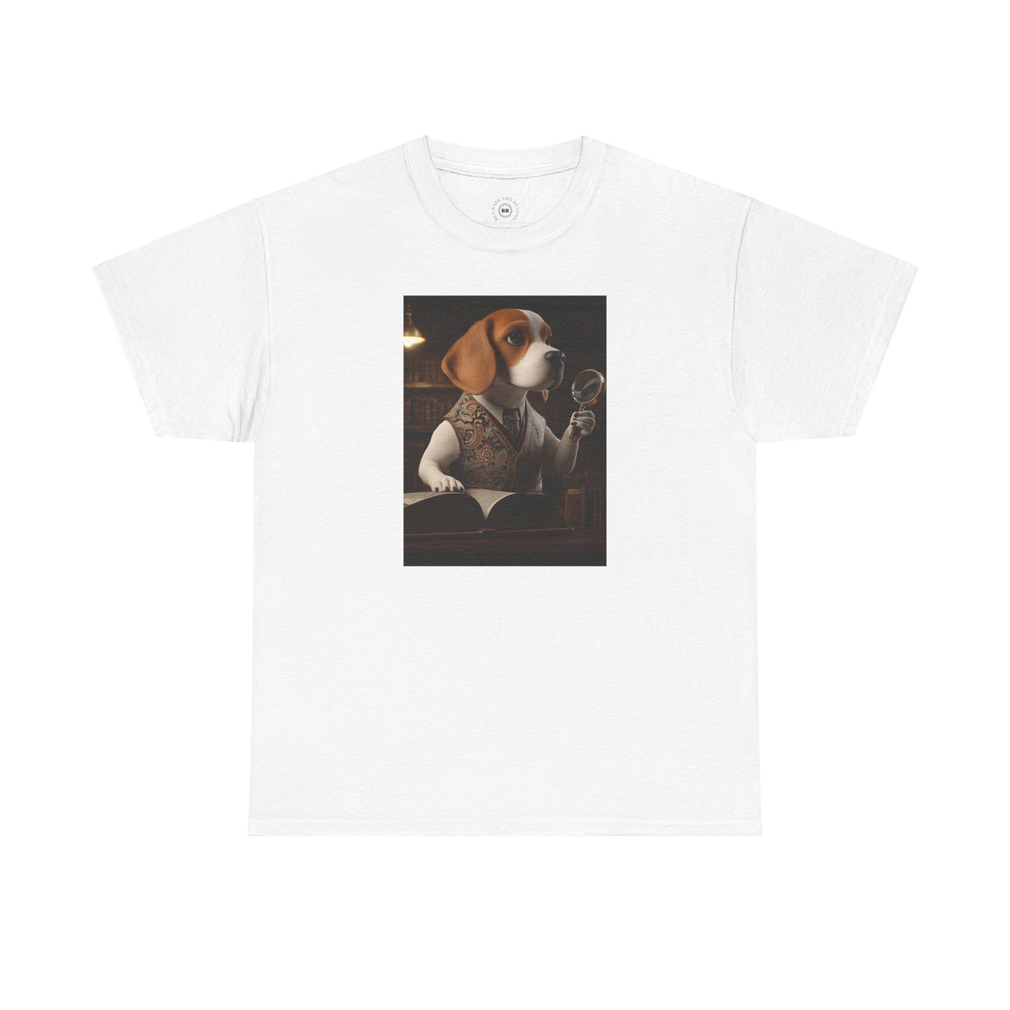 Beagle with Magnifying Glass: "Library Sleuth" | T Shirt | Pawgue Chic Edition™