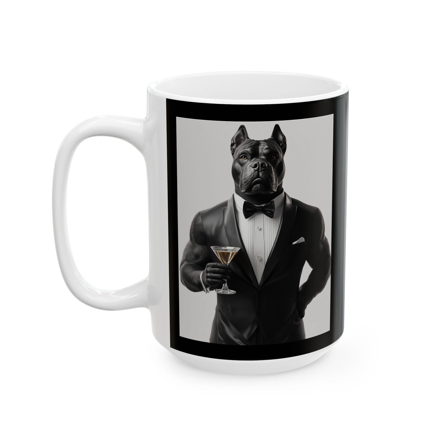 Cane Corso in Tuxedo: "Ebony Elegance" | Ceramic Mug, (11oz, 15oz) | Pawgue Chic Edition™