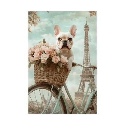 French Bulldog in Paris: "Paws and Petals" | Matte Vertical Posters | Puppy Love Edition™