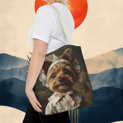 Yorkshire Terrier in Victorian Gown: "Gentle Grace" | Tote Bag (AOP) | Puppy Love Edition™