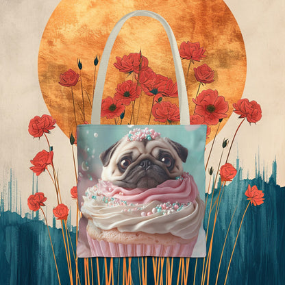 Pug as a Cupcake: "Frosted Friend" | Tote Bag (AOP) | Puppy Love Edition™