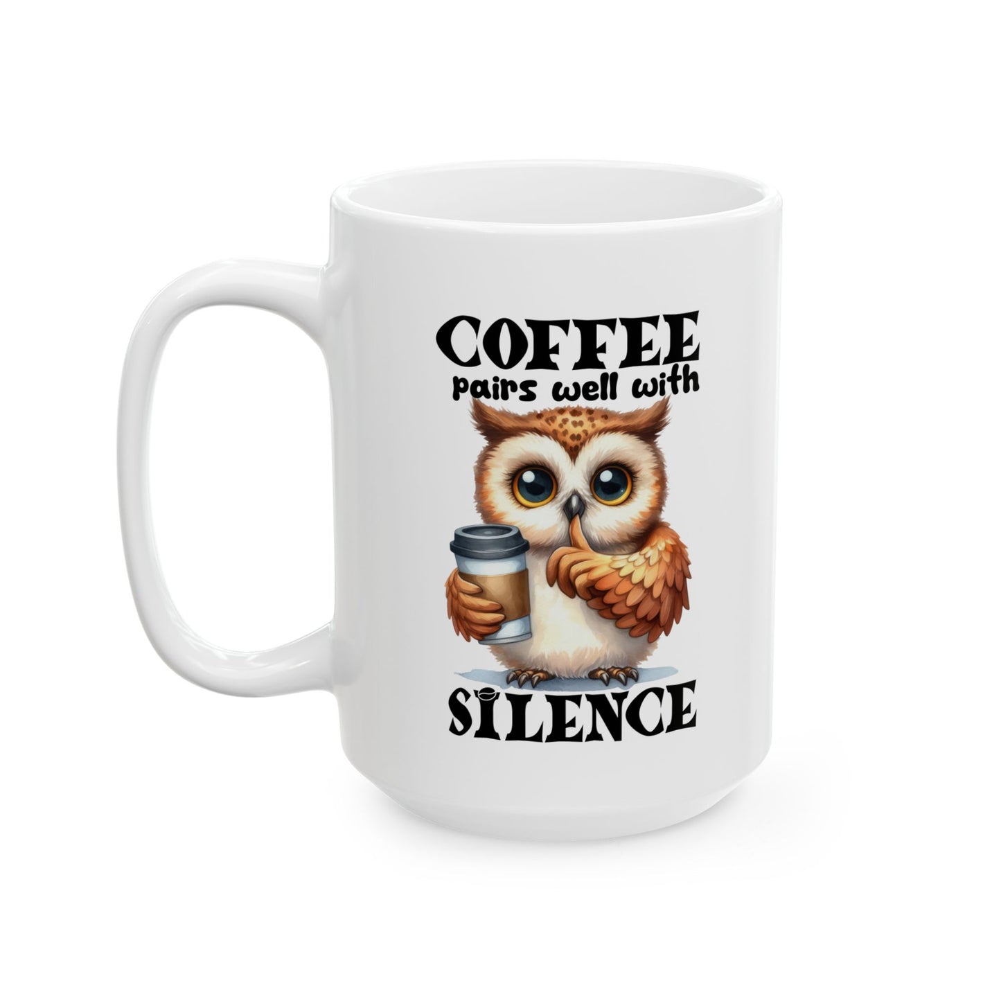 Bark Basics Collection™: "Coffee & Silence" | Ceramic Mug, (11oz, 15oz) |