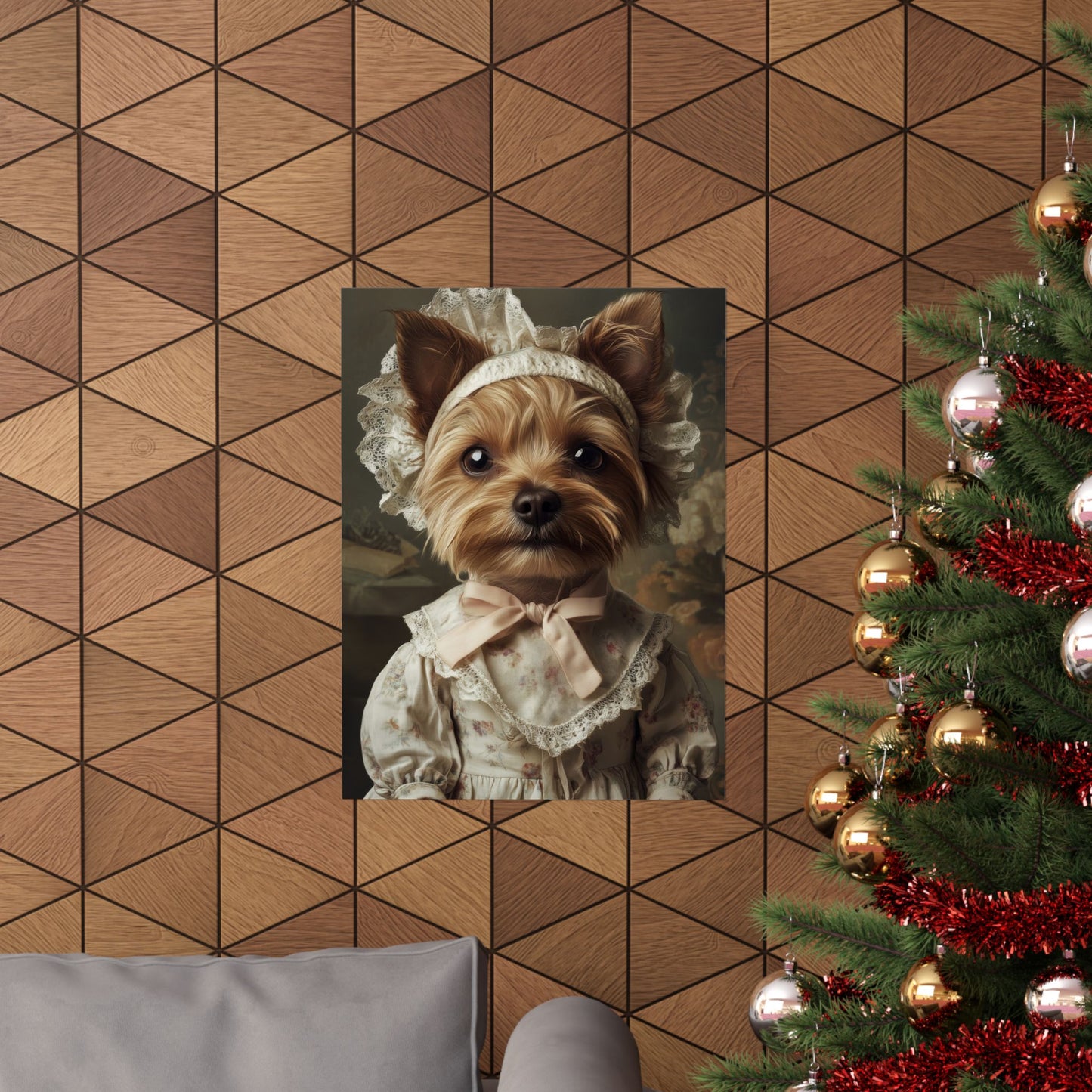 Yorkshire Terrier in Victorian Gown: "Gentle Grace" | Matte Vertical Posters | Puppy Love Edition™