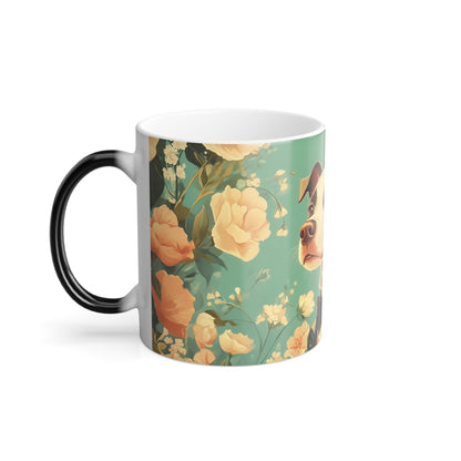 Edwardian Elegance Edition™: Refined Pup in Florals | Color Morphing Coffee Mug, 11oz |