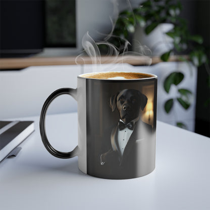 Labrador in Black Tie: "The Classic Companion" | Color Morphing Coffee Mug, 11oz |  Pawgue Chic Edition™