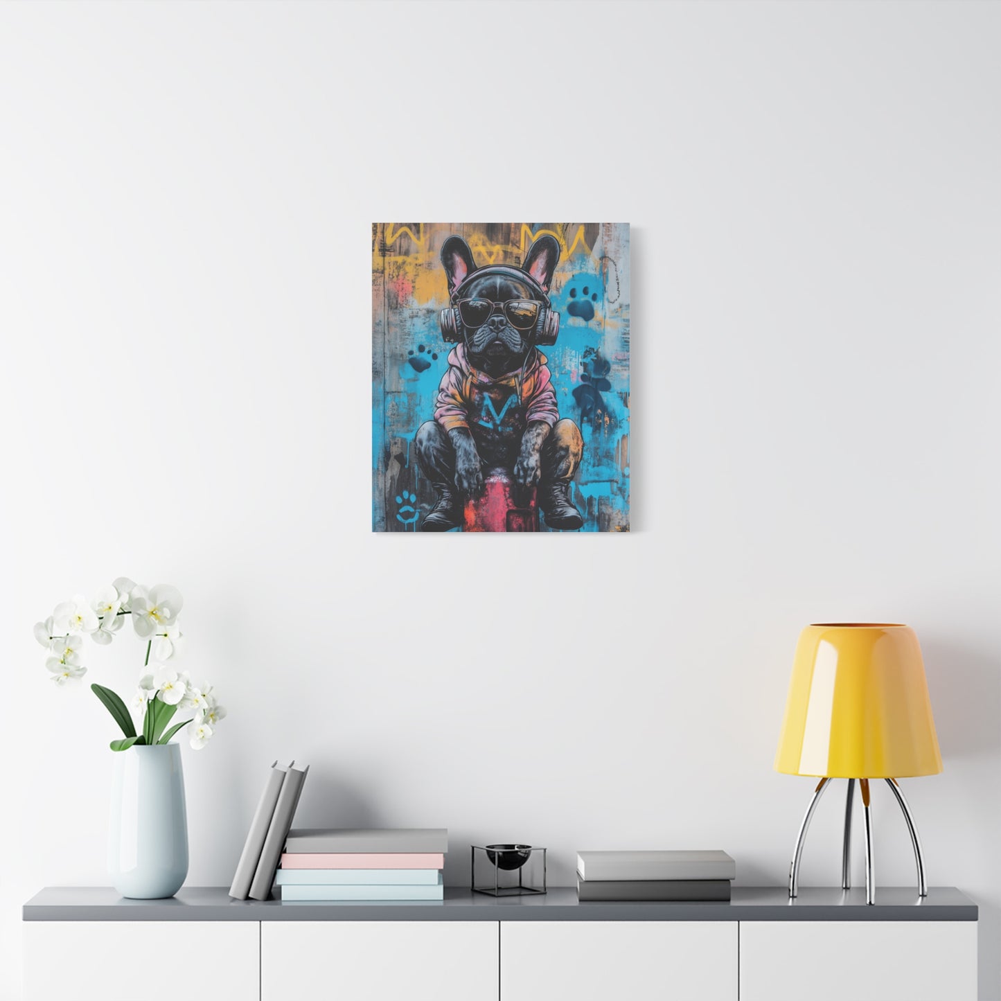 French Bulldog with Headphones: "Street Pup Icon" | Matte Canvas Print, Stretched, 1.25 | City Edition™