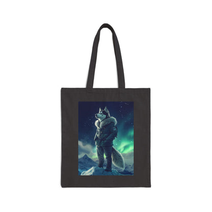 Husky under the Northern Lights: "Aurora Explorer" | Canvas Tote Bag | Pawgue Chic Edition™