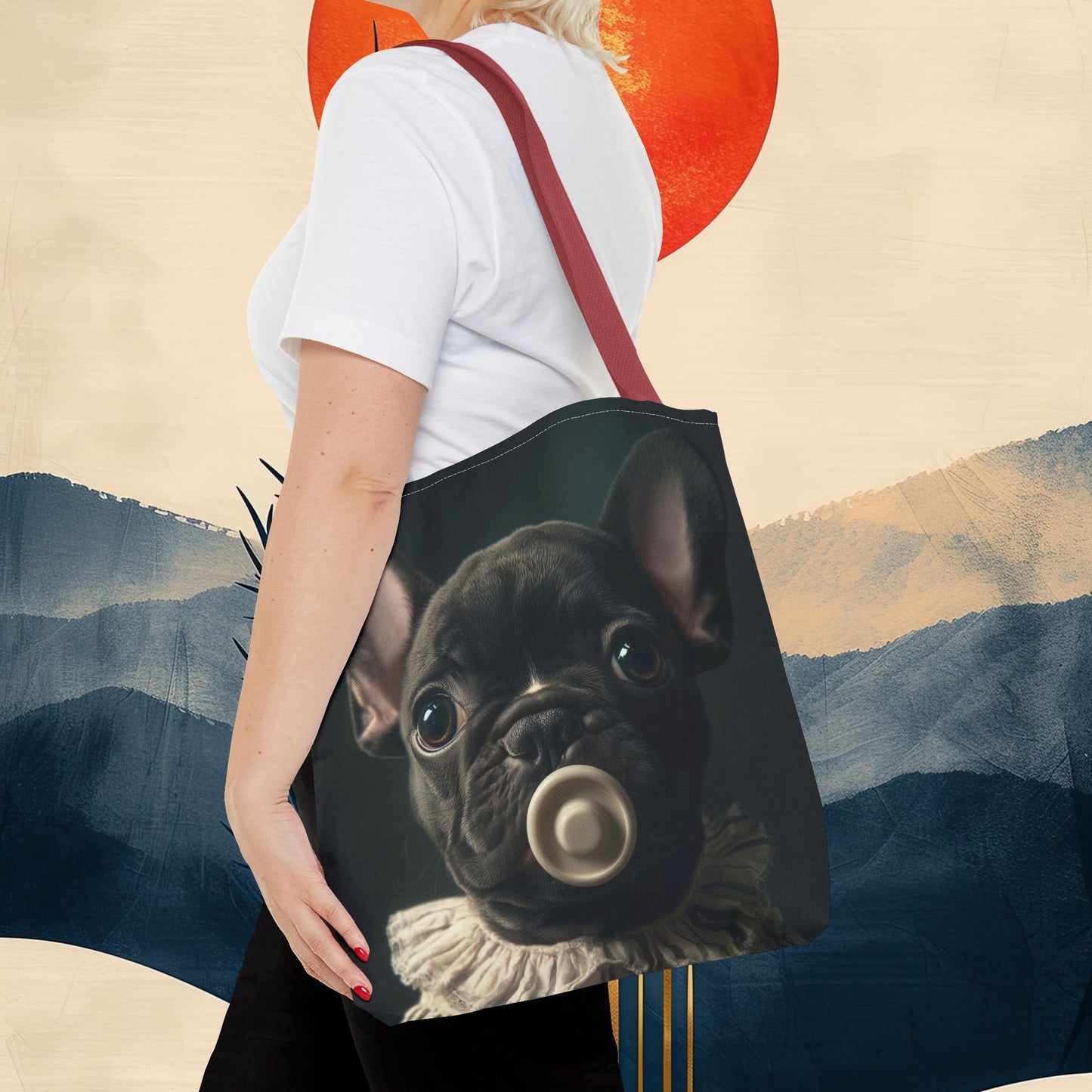 French Bulldog in Striped Baby Gown: "Vintage Cherub" | Tote Bag (AOP) | Puppy Love Edition™