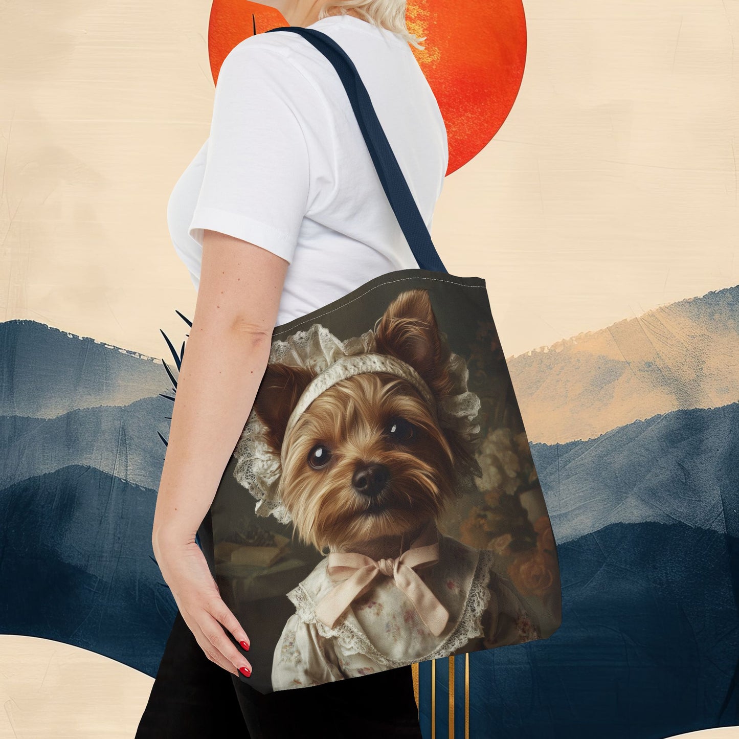 Yorkshire Terrier in Victorian Gown: "Gentle Grace" | Tote Bag (AOP) | Puppy Love Edition™