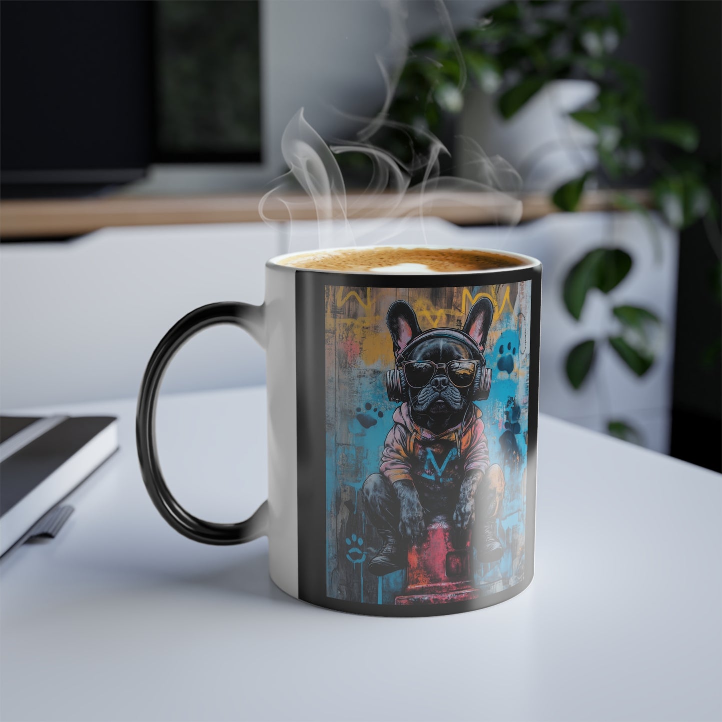 French Bulldog with Headphones: "Street Pup Icon" | Color Morphing Coffee Mug, 11oz | Puppy Love Edition™