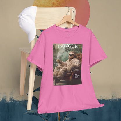 Sloth in Bathrobe with Coffee: "Cover" | T Shirt | Pawgue Chic Edition™