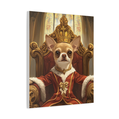 Chihuahua King on Throne: "Royal Canine Court" | Matte Canvas Print, Stretched, 1.25 | Historical Fiction Edition™