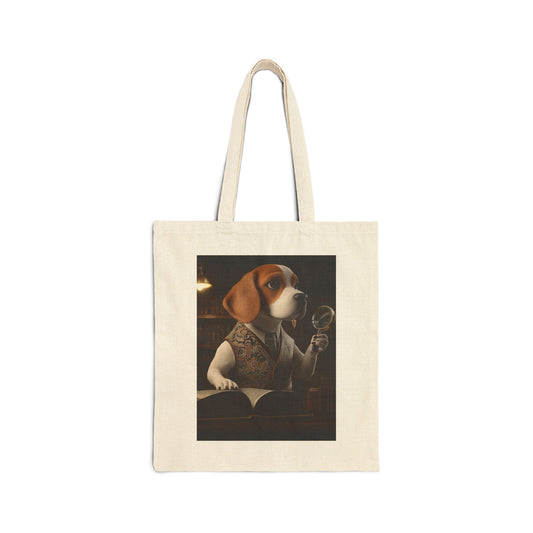 Beagle with Magnifying Glass | Canvas Tote Bag | Pawgue Chic Collection™