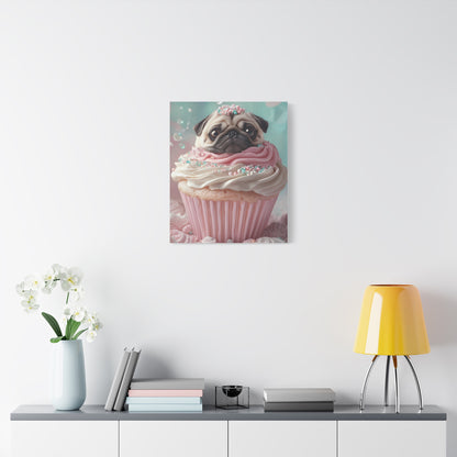 Pug as a Cupcake: "Frosted Friend" | Matte Canvas Print, Stretched, 1.25 | Puppy Love Edition™