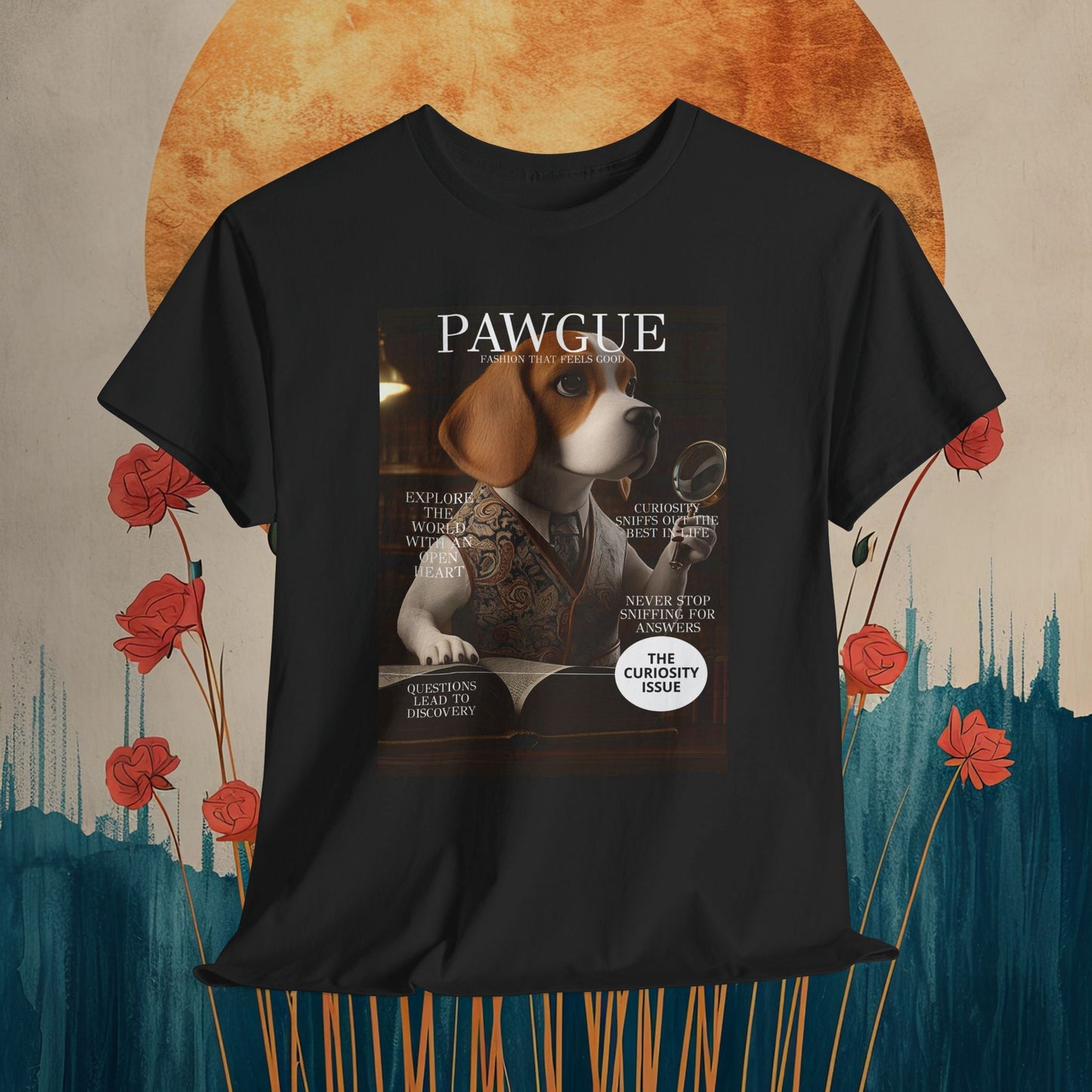 Beagle with Magnifying Glass: "Cover" | T Shirt | Pawgue Chic Edition™