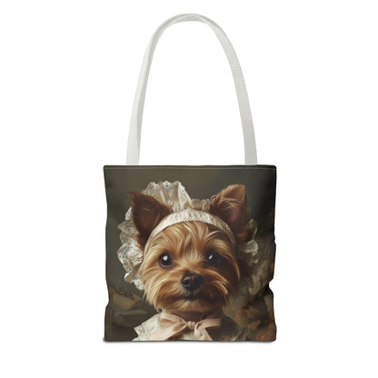 Yorkshire Terrier in Victorian Gown: "Gentle Grace" | Tote Bag (AOP) | Puppy Love Edition™