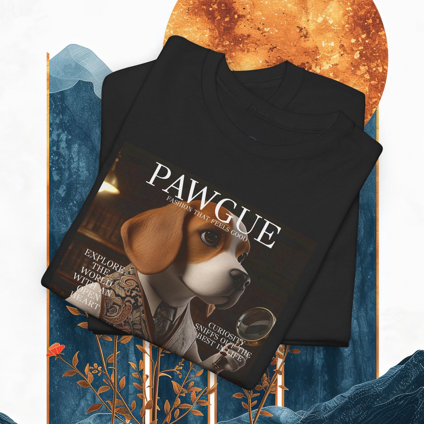 Beagle with Magnifying Glass: "Cover" | T Shirt | Pawgue Chic Edition™