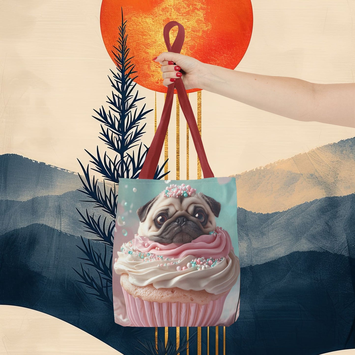 Pug as a Cupcake: "Frosted Friend" | Tote Bag (AOP) | Puppy Love Edition™