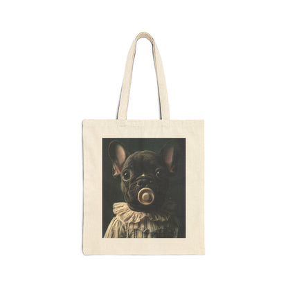 French Bulldog in Striped Baby Gown: "Vintage Cherub" | Canvas Tote Bag | Puppy Love Edition™