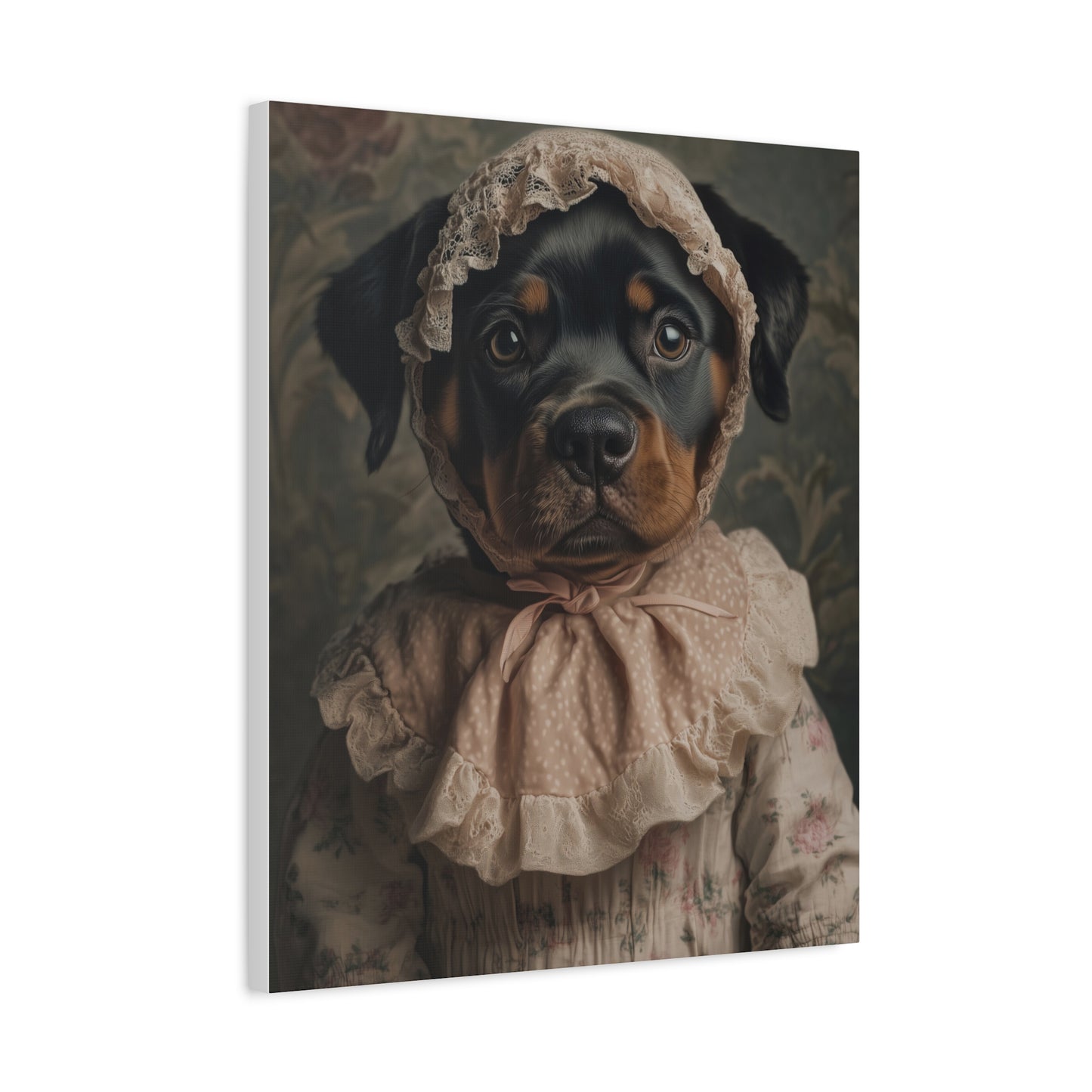 Rottweiler in Pink Lace: "Timeless Tenderness" | Matte Canvas Print, Stretched, 1.25 | Puppy Love Edition™