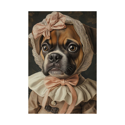 Boxer in Vintage Lace Bonnet: "Timeless Resolve" | Matte Vertical Posters | Puppy Love Edition™