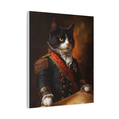 Tuxedo Cat as Napoleon: "Imperial Feline Majesty." | Matte Canvas Print, Stretched, 1.25 | Historical Fiction Edition™