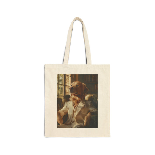 Golden Retriever in White Suit: "The Ivory Aristocrat" | Canvas Tote Bag | Pawgue Chic Edition™