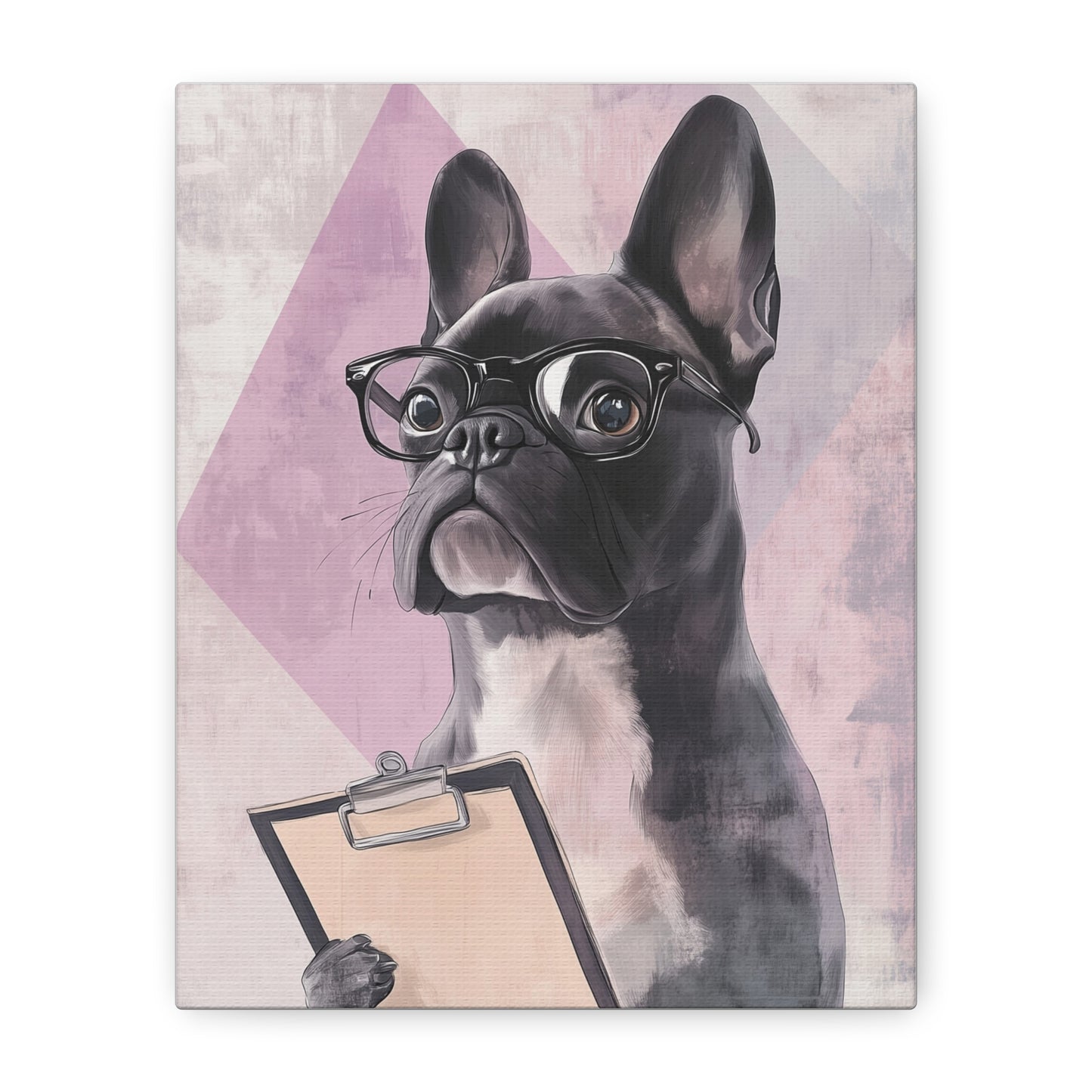 French Bulldog with Clipboard: "Inspector Pawfection." | Matte Canvas Print, Stretched, 1.25 | Working Dogs Edition™