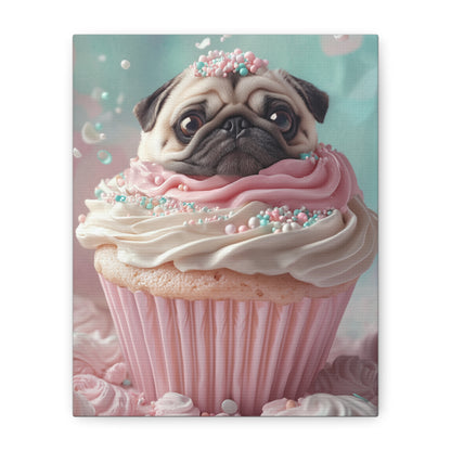 Pug as a Cupcake: "Frosted Friend" | Matte Canvas Print, Stretched, 1.25 | Puppy Love Edition™