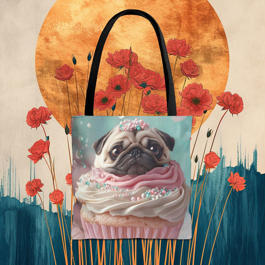 Pug as a Cupcake: "Frosted Friend" | Tote Bag (AOP) | Puppy Love Edition™