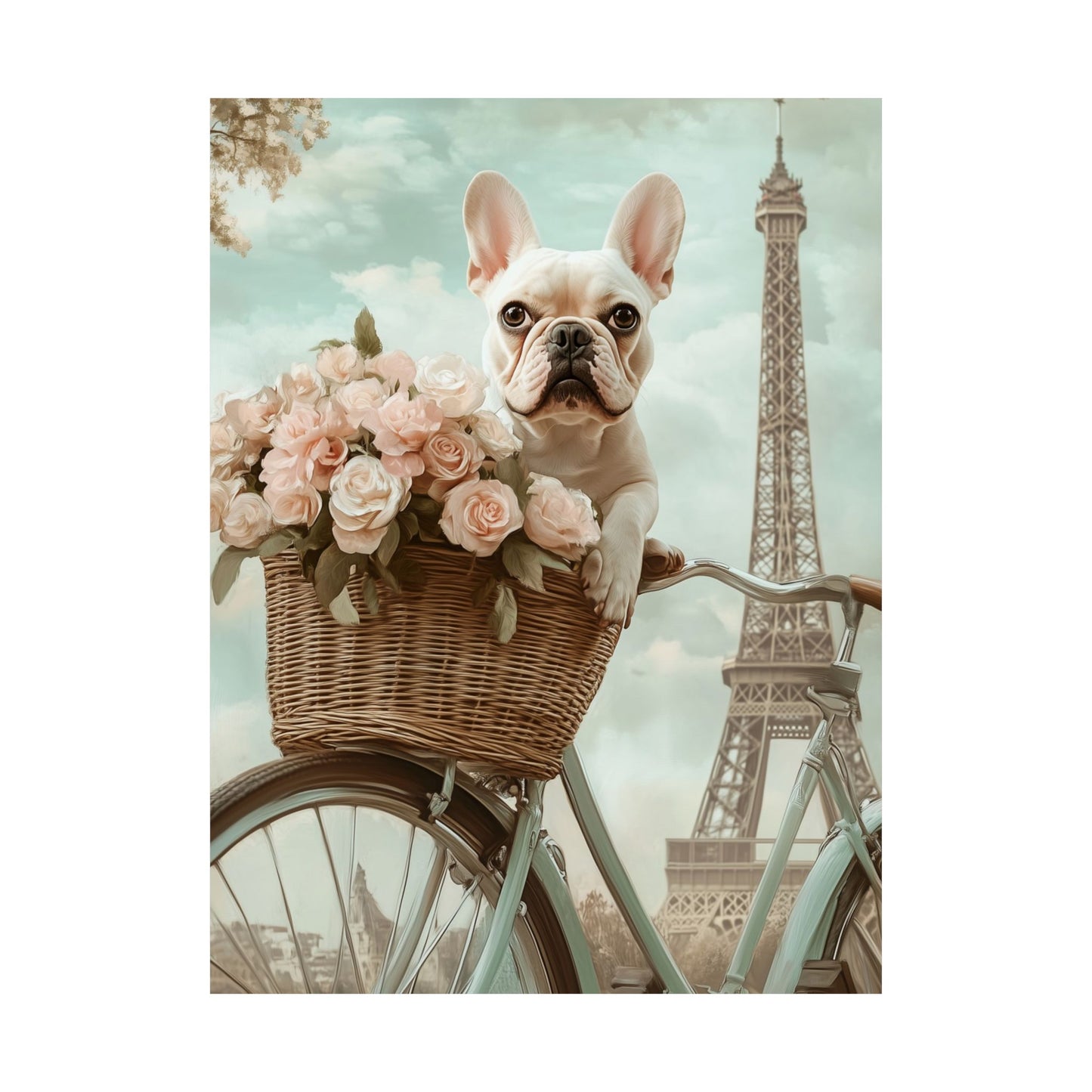 French Bulldog in Paris: "Paws and Petals" | Matte Vertical Posters | Puppy Love Edition™