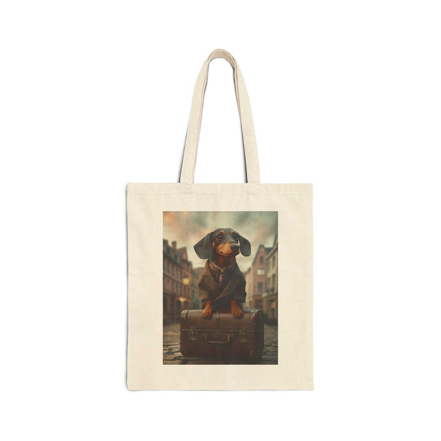 Dachshund in Tweed: "The Traveling Gentleman" | Canvas Tote Bag | Pawgue Chic Edition™