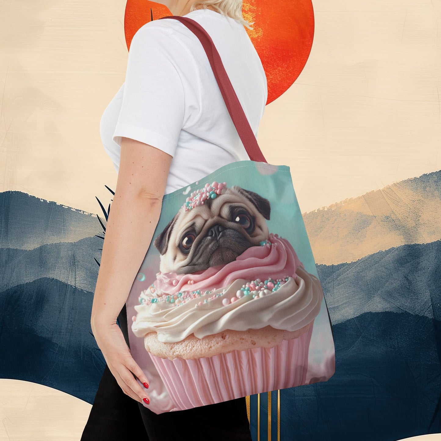 Pug as a Cupcake: "Frosted Friend" | Tote Bag (AOP) | Puppy Love Edition™