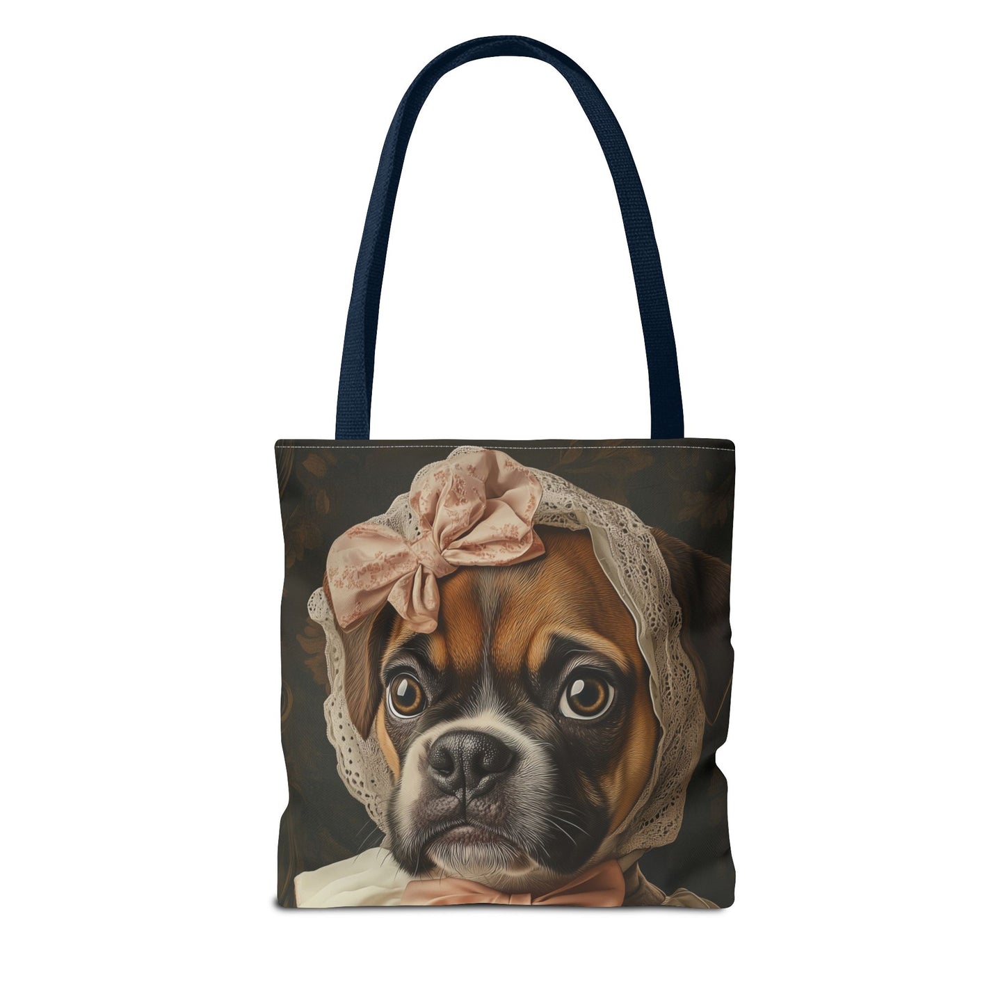 Boxer in Vintage Lace Bonnet: "Timeless Resolve" | Tote Bag (AOP) | Puppy Love Edition™