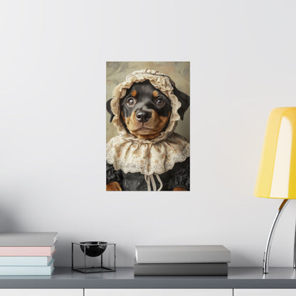 Rottweiler in Victorian Lace Bonnet: "Timeless Companion" | Matte Vertical Posters | Puppy Love Edition™