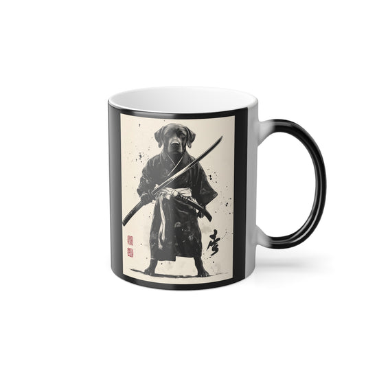 Labrador Samurai: "The Noble Warrior Pup." | Color Morphing Coffee Mug, 11oz | Historical Fiction Edition™