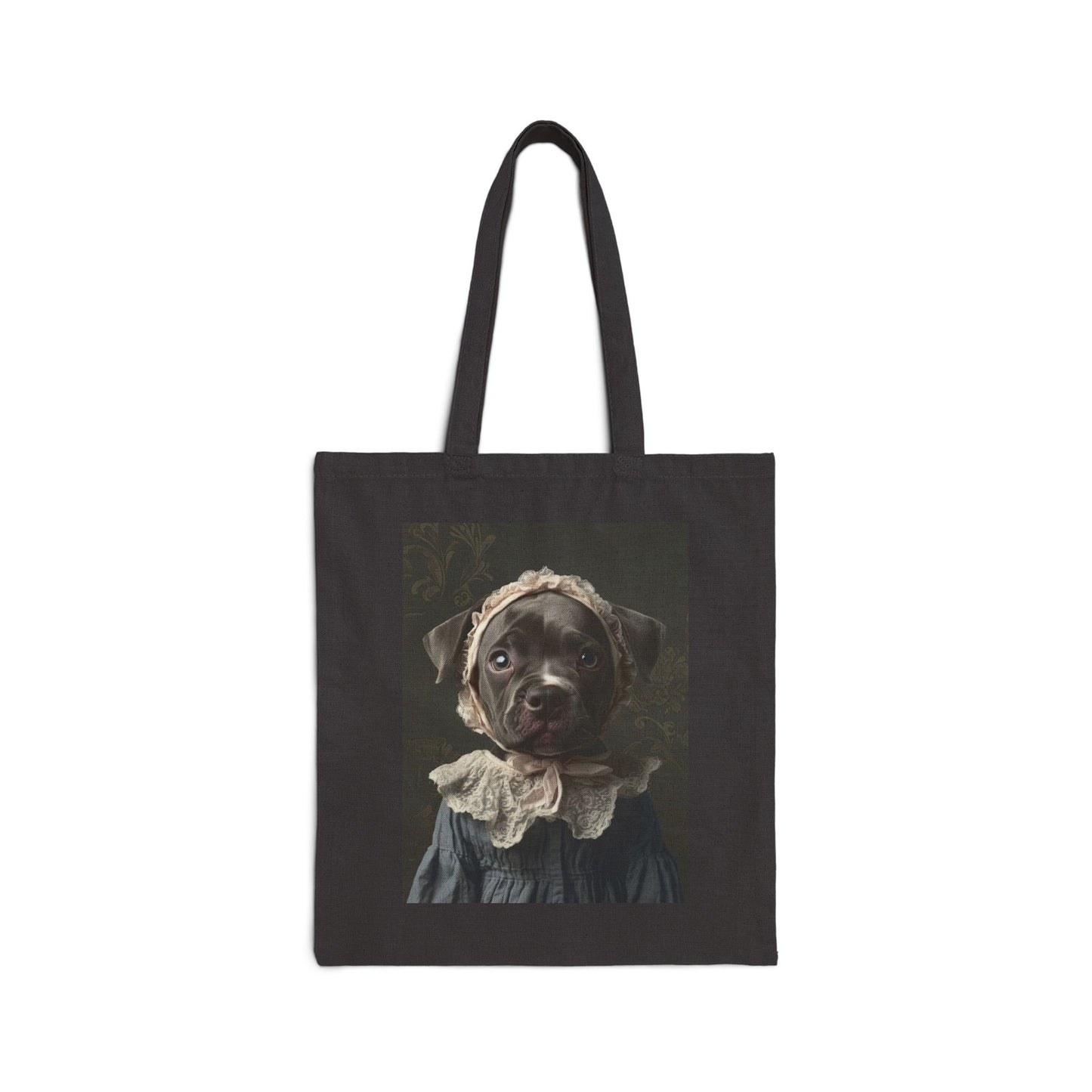 Pit Bull in Lace Bonnet: "The Victorian Pup" | Canvas Tote Bag | Puppy Love Edition™