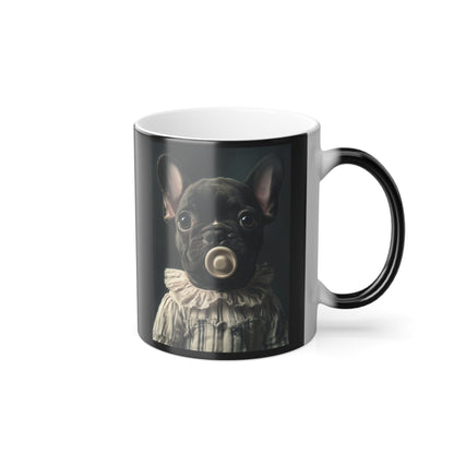 French Bulldog in Striped Pajamas: "Dream big, nap often" | Color Morphing Coffee Mug, 11oz | Puppy Love Edition™