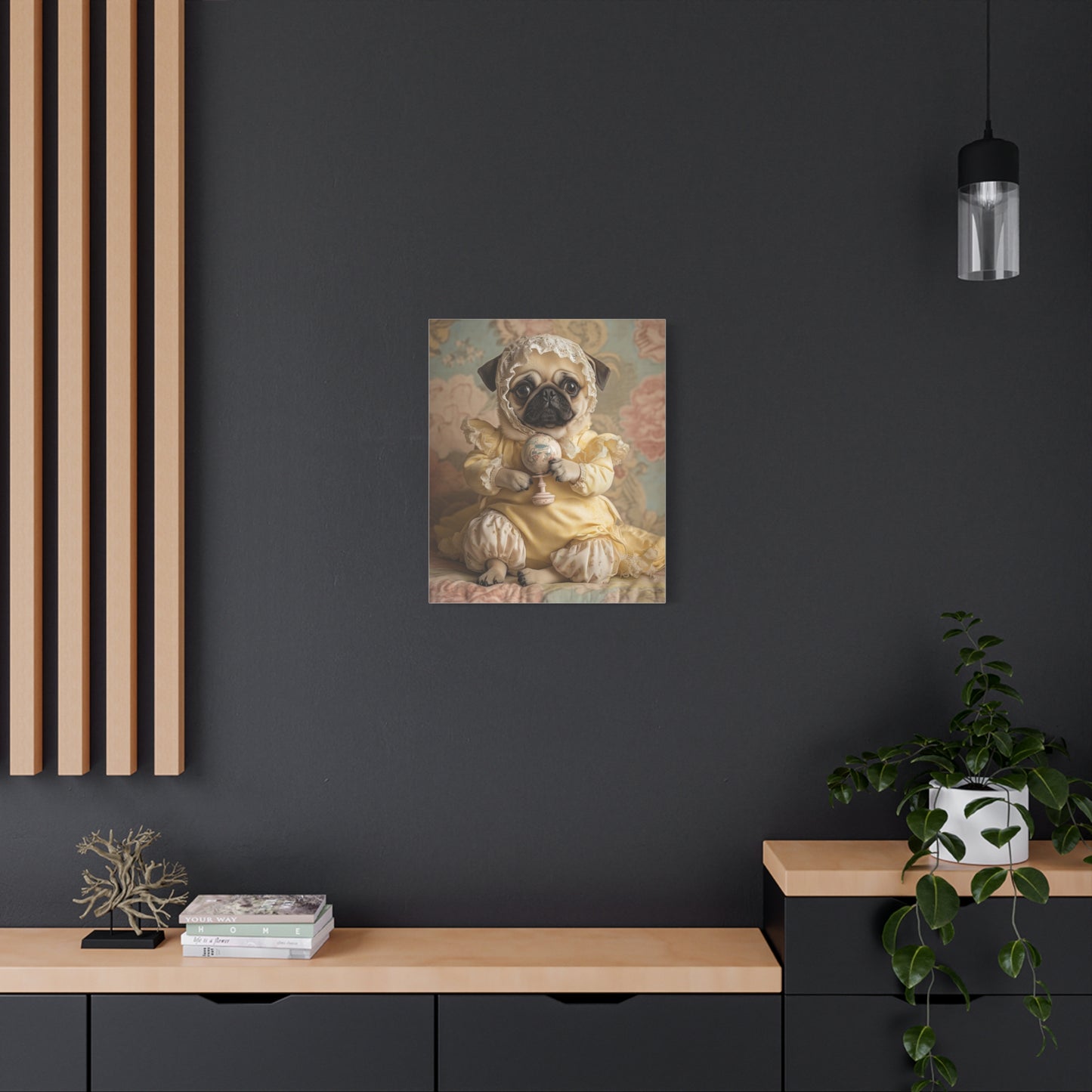 Pug in Yellow Frills: "Victorian Darling" | Matte Canvas Print, Stretched, 1.25 | Puppy Love Edition™