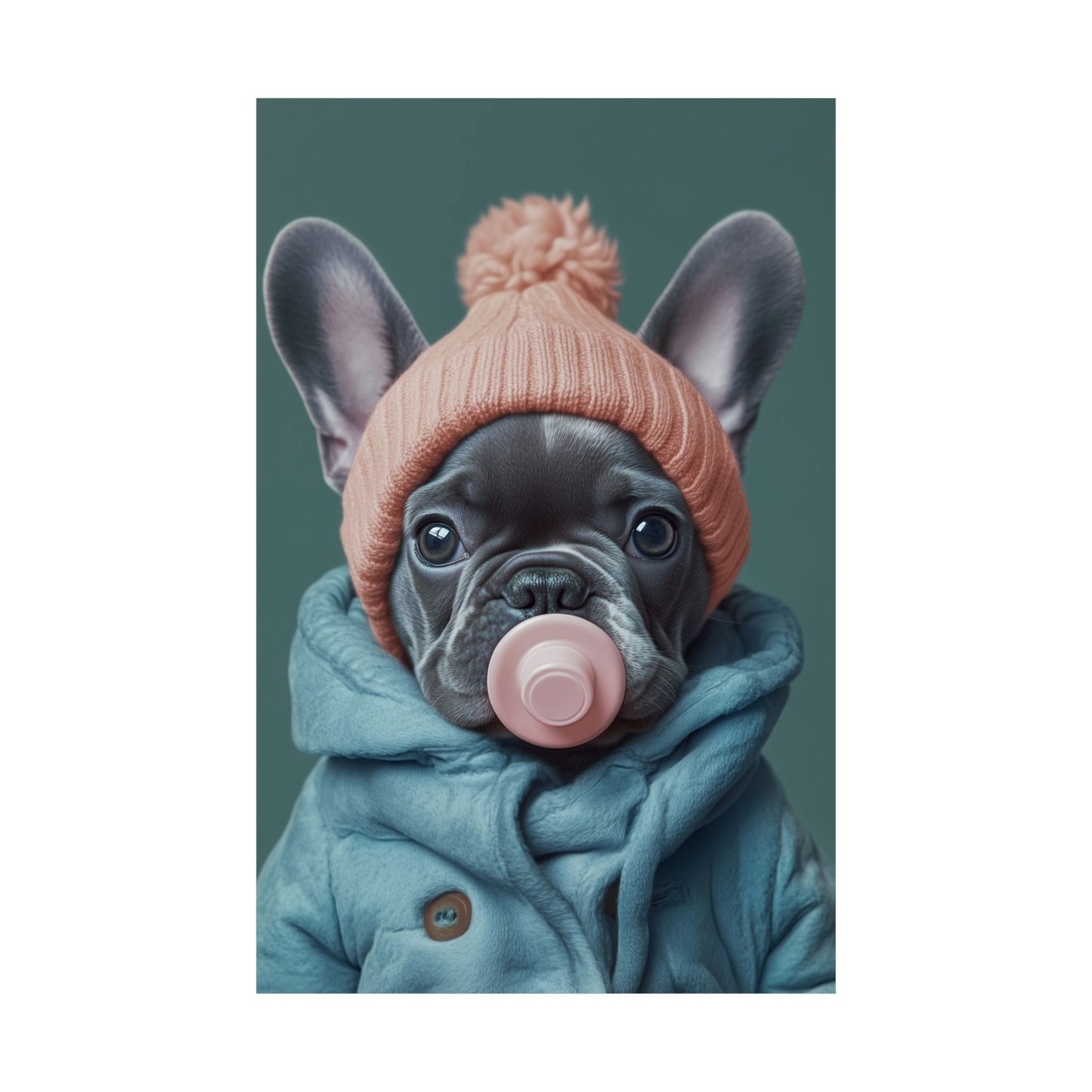 French Bulldog in Winter Baby Attire: "Cozy Cutie" | Matte Vertical Posters | Puppy Love Edition™: