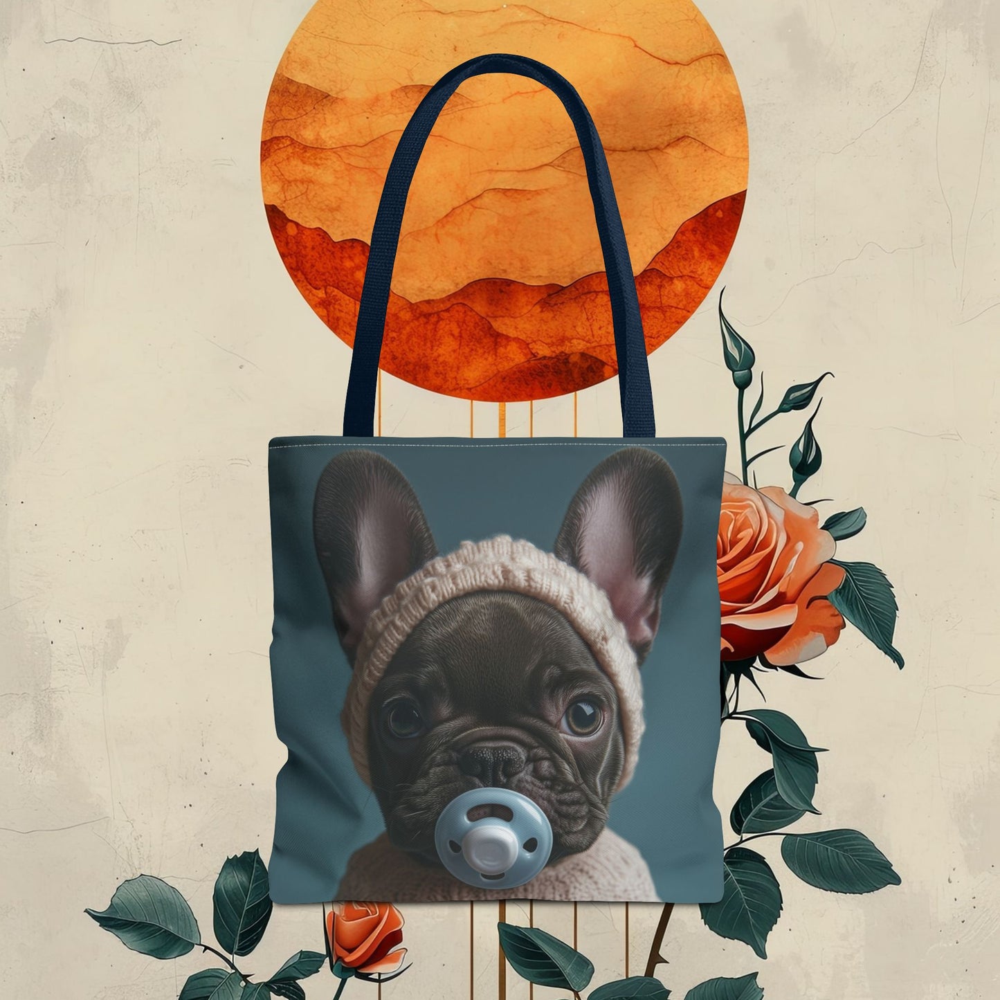 French Bulldog in Cozy Knit Sweater: "Bundle of Joy" | Tote Bag (AOP) | Puppy Love Edition™