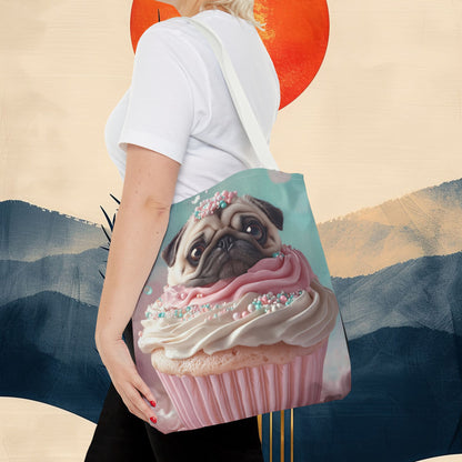 Pug as a Cupcake: "Frosted Friend" | Tote Bag (AOP) | Puppy Love Edition™