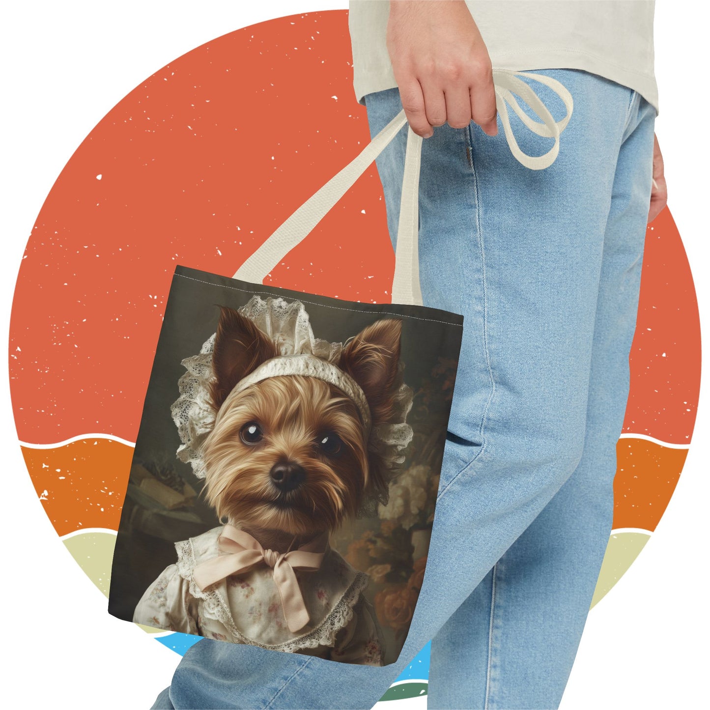 Yorkshire Terrier in Victorian Gown: "Gentle Grace" | Tote Bag (AOP) | Puppy Love Edition™