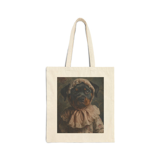 Rottweiler in Pink Lace: "Timeless Tenderness" | Canvas Tote Bag | Puppy Love Edition™