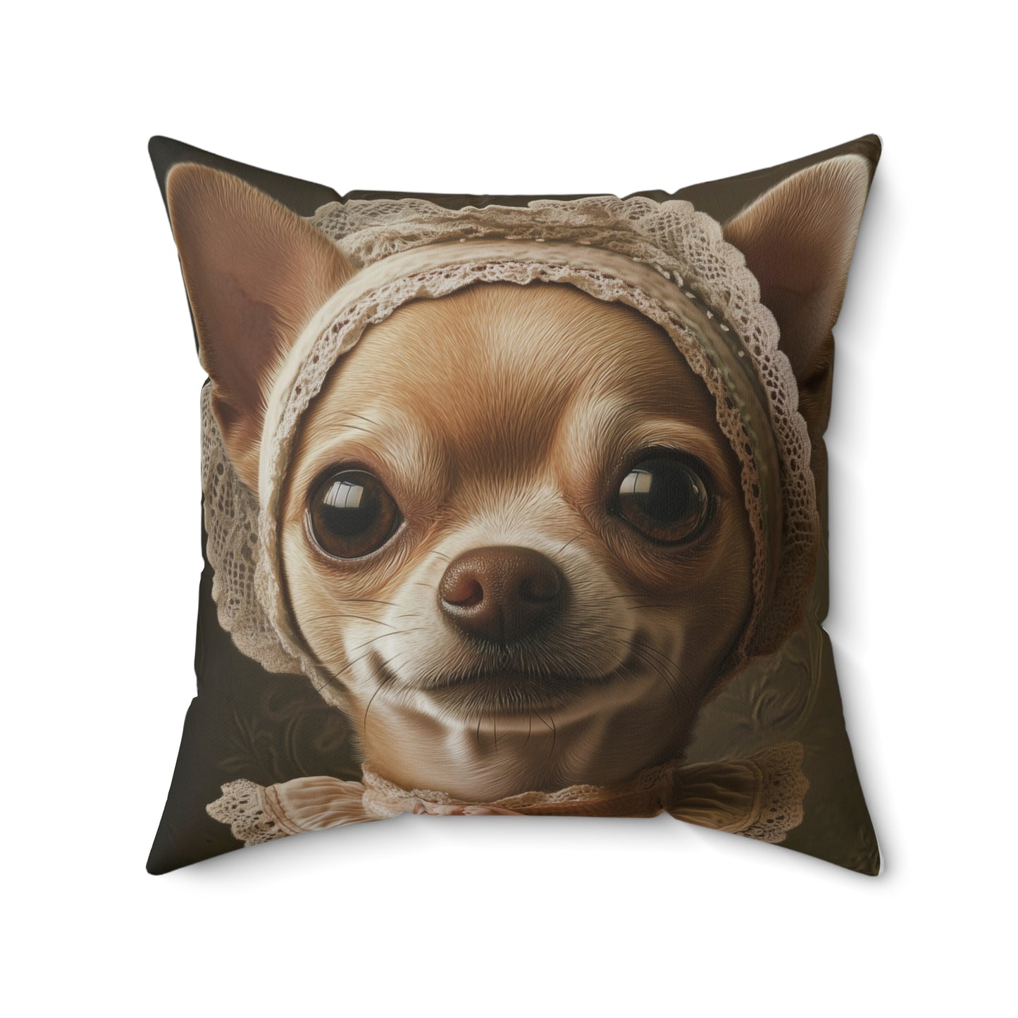 Chihuahua in Lace: "Cottage Charm" | Spun Polyester Square Pillow | Puppy Love Edition™